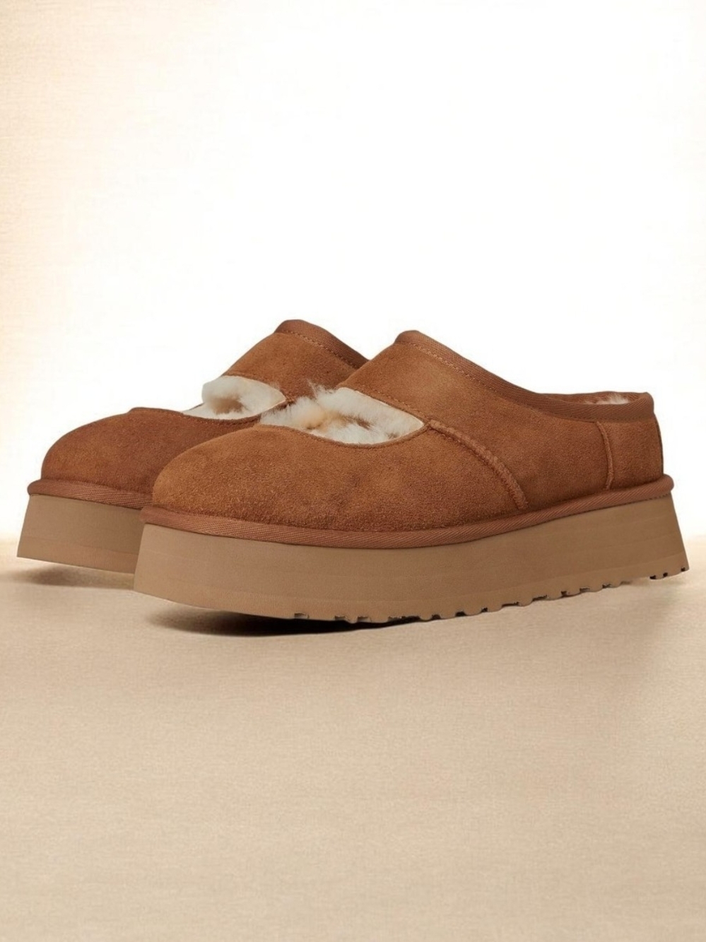 Women’s Suede Shearling-Lined Mule in Brown